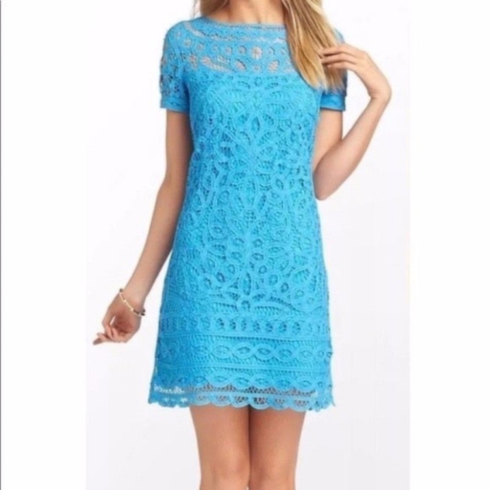 LILLY PULITZER Mariekate Battenberg Blue Lace Dress